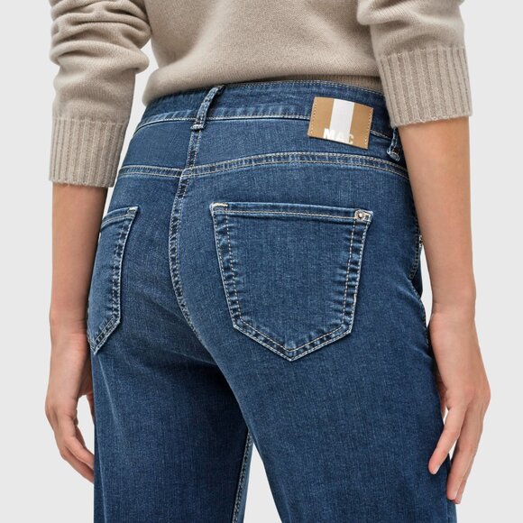 MAC JEANS (4) Slim Jeans Zip Detail Destoyed Glam Straight Leg Medium Wash - Picture 5 of 16